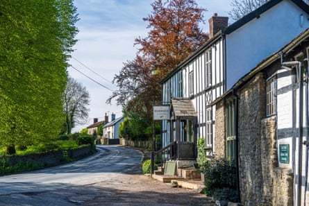 Tudor-style pub on a quiet road
