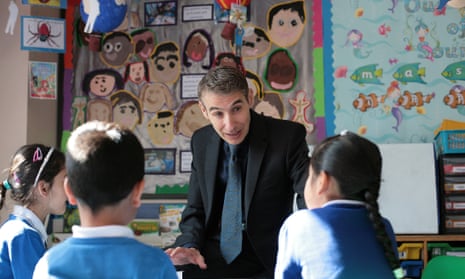 Ian Bennett talks to pupils at Downshall primary school