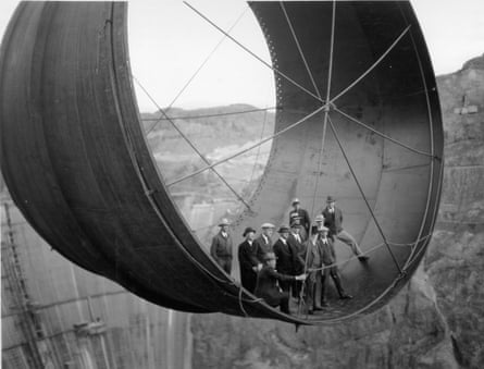 The construction of the Hoover Dam in the 1930s.