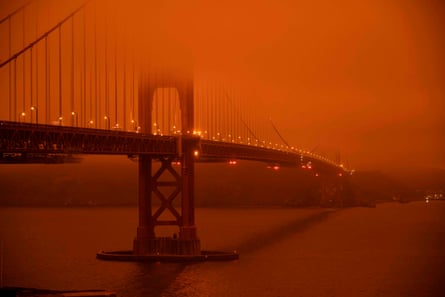Fires across California resulted in an orange smoke-filled sky in the San Francisco Bay area in September.