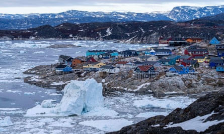 Icebergs near Ilulissat. Climate change is having a profound effect in Greenland with glaciers and the ice cap retreating.