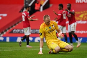 FBL-ENG-PR-MAN UTD-BOURNEMOUTHBournemouth’s keeper Aaron Ramsdale reacts after Manchester United’s Marcus Rashford goa.