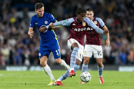 Carney Chukwuemeka, 18, in action for Aston Villa against Chelsea in the Carabao Cup in September.