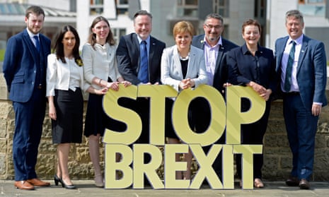 Nicola Sturgeon poses with the SNP’s six candidates in the EU elections. 