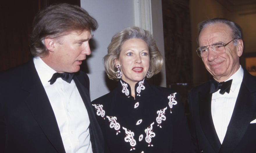 Donald Trump with Rupert Murdoch and his ex-wife Anna Murdoch.