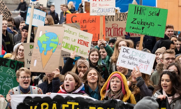 Over 600 young students in a climate change protest in Bamberg, Germany