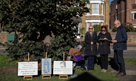 Anti-choice protesters outside a Marie Stopes clinic in Ealing, London, 2017