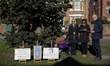 Anti-abortion protesters hold a vigil outside the Marie Stopes clinic in Ealing