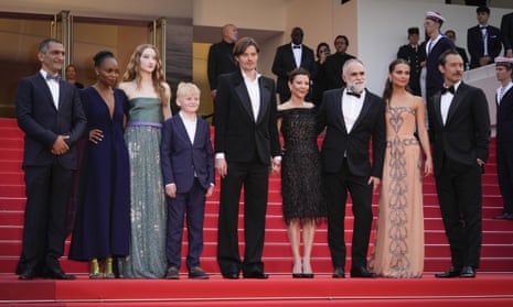 The cast and crew of Firebrand on the steps of the Cannes Palais