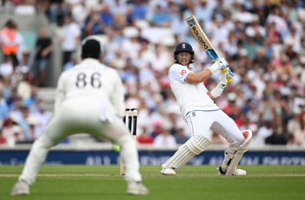 Joe Root leans back and hits out