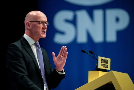 John Swinney addressing the SNP conference in Aberdeen yesterday.