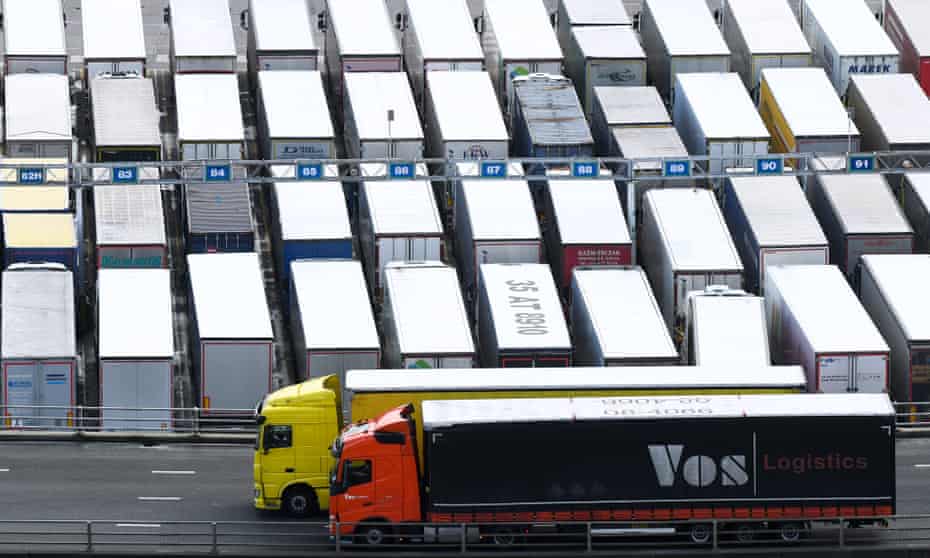 Lorries in Dover heading to the EU.