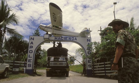 The hacienda of Pablo Escobar in Medellin, Colombia on August 29th, 1989.COLOMBIA - AUGUST 29: Eleven hippos, which belonged to the Medellin cartel leader Pablo Escobar was killed in a clash with police twelve years ago, live abandoned to their fate in the north-western Colombia, among displaced families. Maria Isaza and his family settled in the Hacienda Napoles, former Escobar property, seized by the state in 1990, who had established a private zoo; according to this family, the animals roam around in the property unattended; Escobar, known for his eccentricities, had come by sea animals in 1970 to enrich the zoo staff had 1,900 different species; he had to import a hippopotamus from Africa and one female from the USA; The couple had nine hippos small for fourteen lakes that were built to enhance the living animal in Medellin, Colombia on August 29th, 1989. (Photo by Eric VANDEVILLE/Gamma-Rapho via Getty Images)