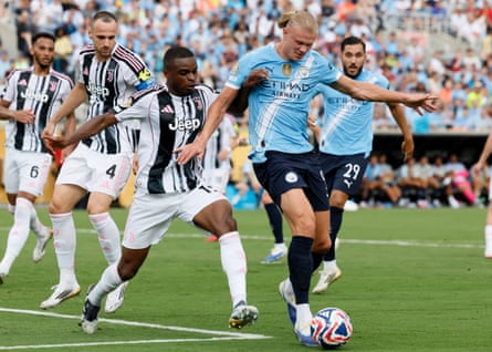 Erling Haaland successful pre-season action for Manchester City.