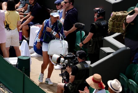 Jessica Pegula leaving the court after losing her match against Elisabetta Cocciaretto
