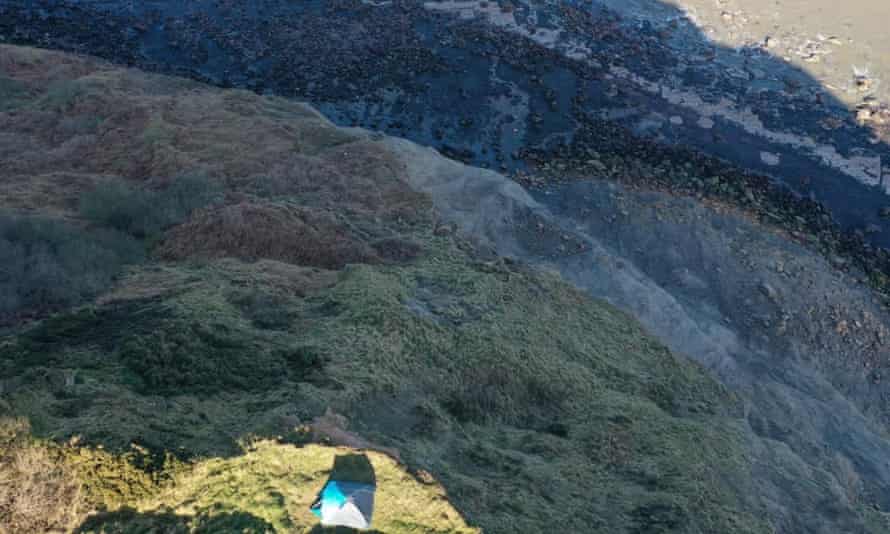 tent on cliff edge in Yorkshire