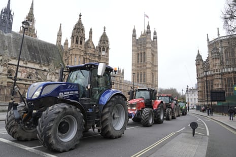 Farmers in Westminster this morning protest about changes to inheritance tax