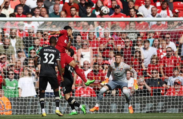 Liverpool's Luis Diaz scores their first goal.