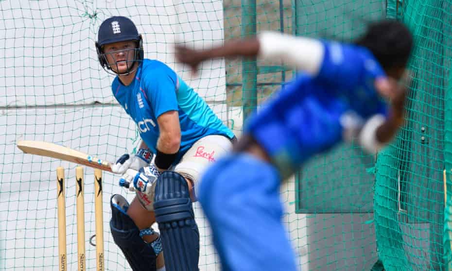 Liam Dawson practises in the nets before England’s opening Twenty20 international in Bridgetown.