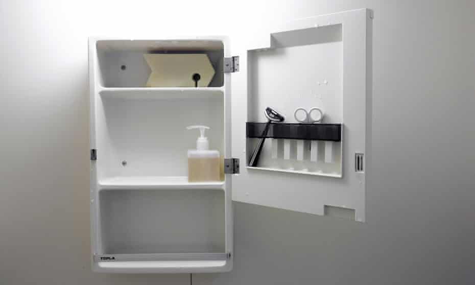 The bathroom cupboard of minimalist Fumio Sasaki.
