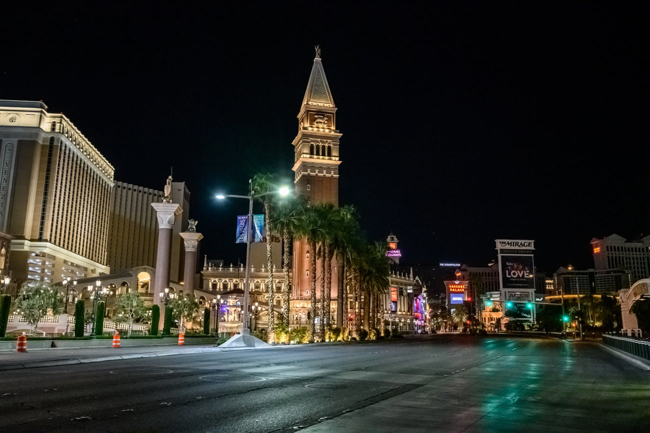 The Las Vegas Strip sits empty with all businesses shuttered due to Covid-19 in Las Vegas, NV on March 31st, 2020.