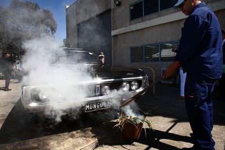 The smoking ceremony to purify the hearse
