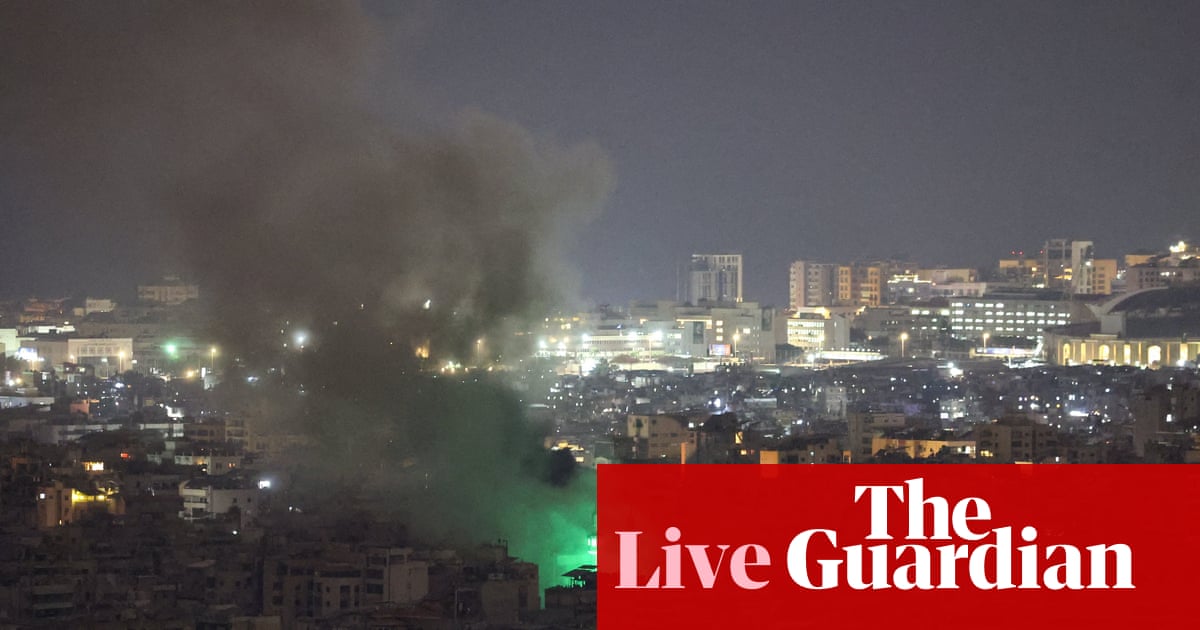 Damage and smoke rising from buildings in Lebanon following air strikes