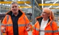Keir Starmer and Shadow Transport Secretary Louise Haigh visit Hitachi Rail in Aycliffe, England on 25 April  2024