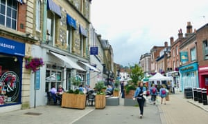 A shopping street in Winchester, Hampshire.