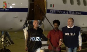 The man presented as Medhanie Yehdego Mered after extradition from Sudan to Italy in June 6.