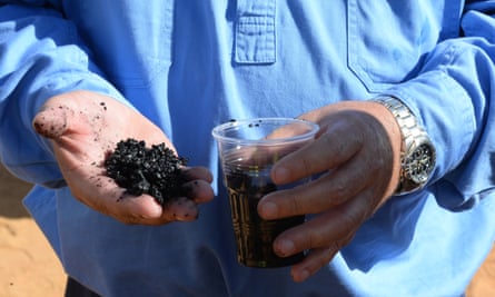 Coal fragments from a coal seam gas well rig in the Pilliga forest which is part of Santos’s Narrabri gas project.