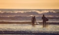 Two surfers in the sea