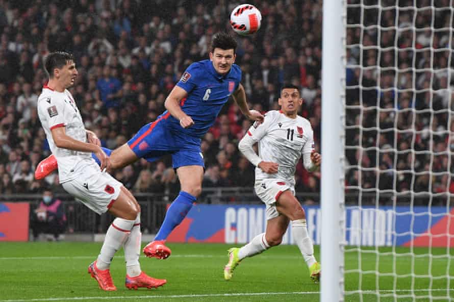 Harry Maguire gets up at the far post to head England into the lead