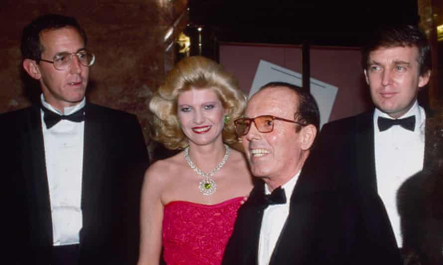 Tony Schwartz, left, and Donald Trump, right, attend the book party for The Art of the Deal at Trump Tower on 12 December 1987 in New York City.