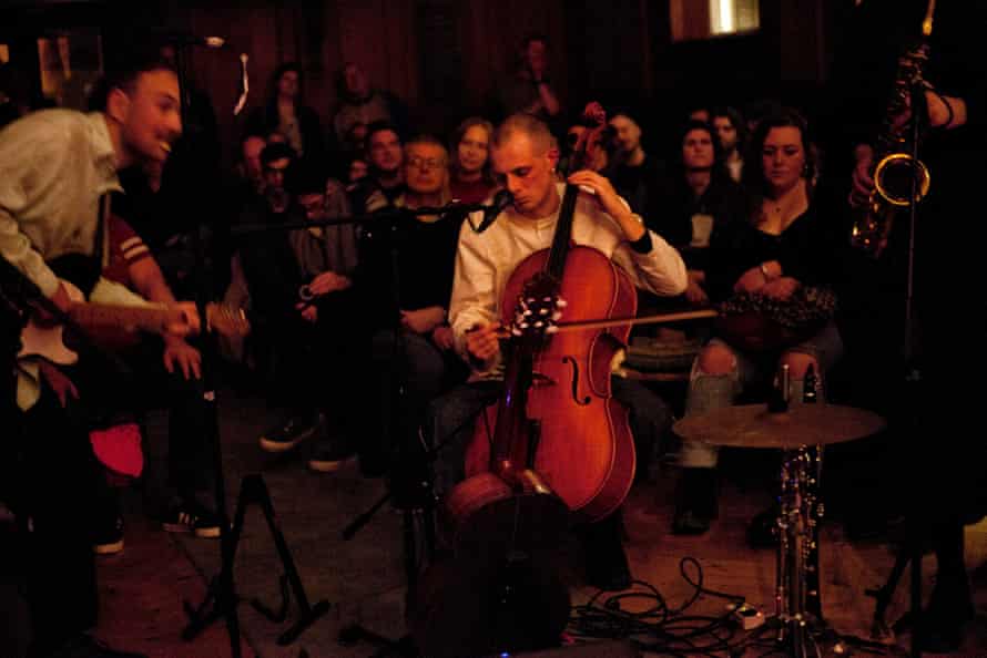 Cellist and ‘notional lead singer’ of caroline, Jasper Llewellyn.