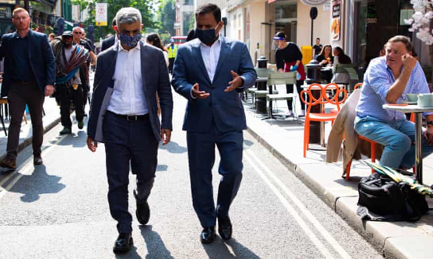 The mayor of London, Sadiq Khan, and deputy mayor for business, Rajesh Agrawal, visit London’s West End.