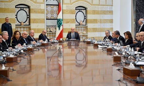 Lebanese President Joseph Aoun presides over the new cabinet at the presidential palace in Baabda.