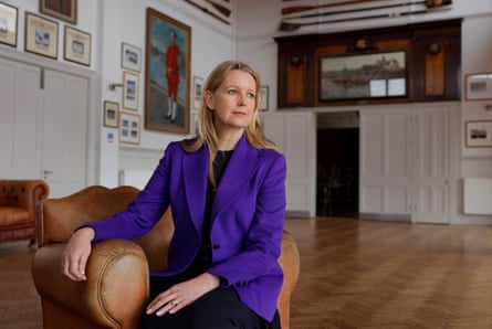Siobhan Cassidy, the chair of the Boat Race, poses for a portrait in the Thames Rowing Club at Putney Embankment.