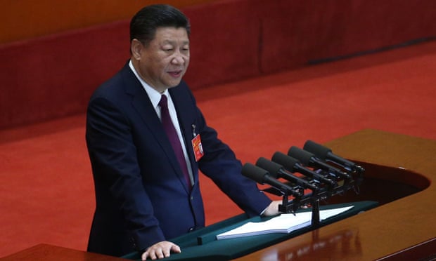 Chinese president Xi Jinping delivering his speech.