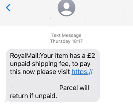An example of a “spray and pay” fake delivery text message