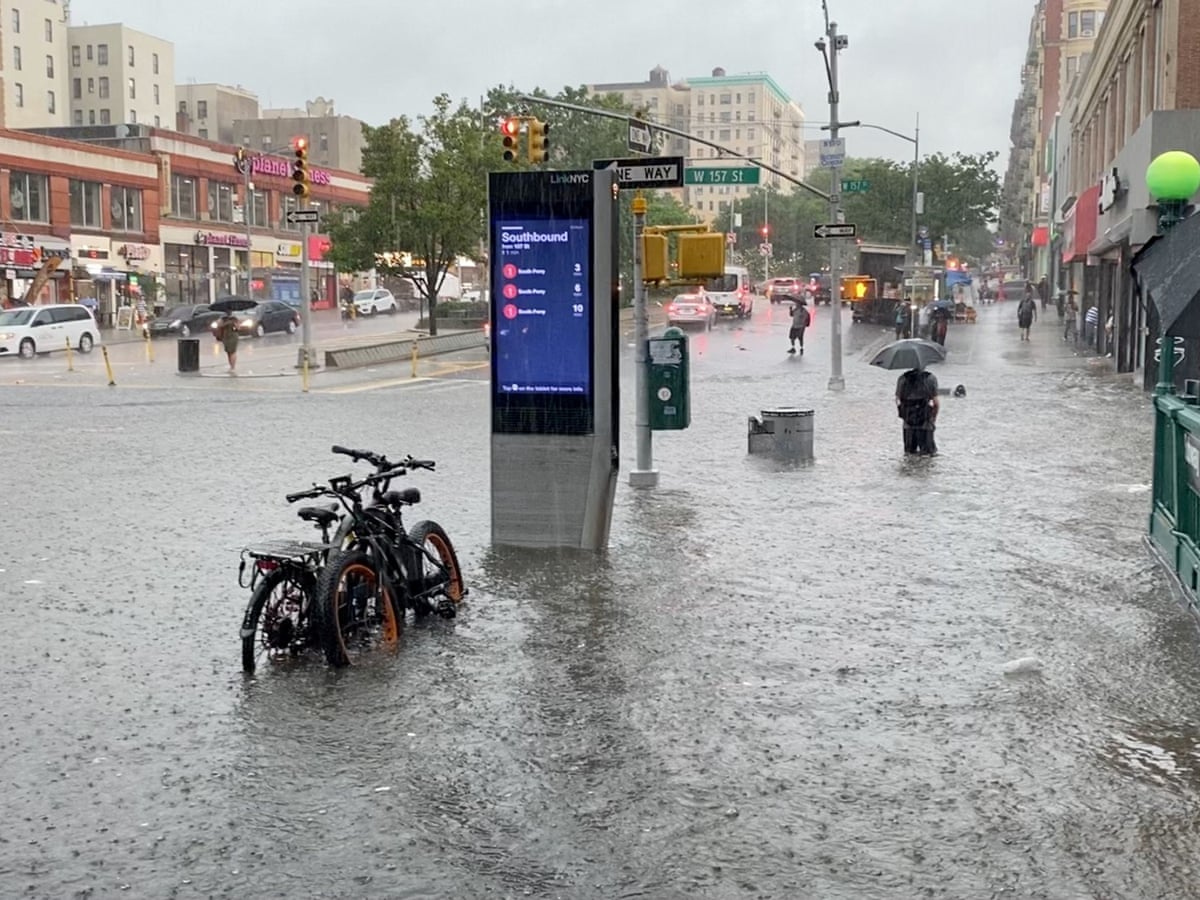 Flooding in New York City. The picture on the left is Central