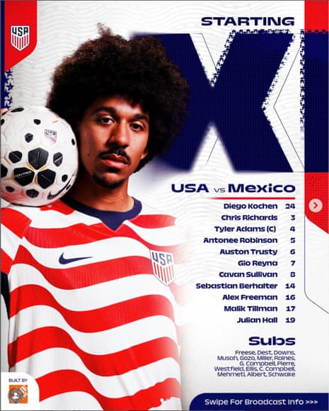 USA lineup v Mexico 3 October 2026