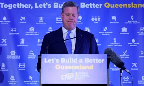 Queensland opposition leader Tim Nicholls speaks at the Liberal National party function on Saturday night 