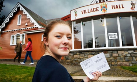 A 16-year-old goes to cast her ballot in the Scottish independence referendum in 2014