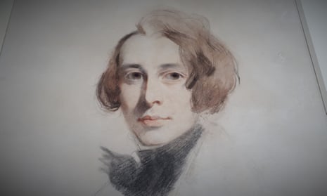 Unfinished drawing of Charles Dickens in chalk and pastels by Samuel Laurence.