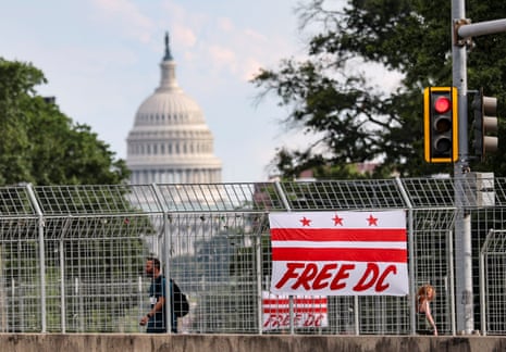 The Free DC movement’s version of the District of Columbia flag appeared near the US Capitol on 12 August, 2025, after Donald Trump deployed federal troops to police Washington DC.