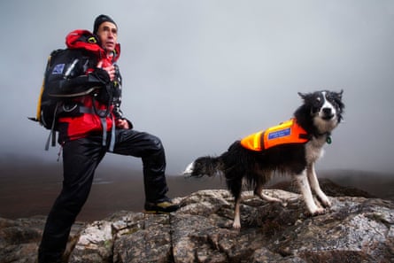 Paramedic and mountain rescue team member Steven Worsely and his search dog, Rona.