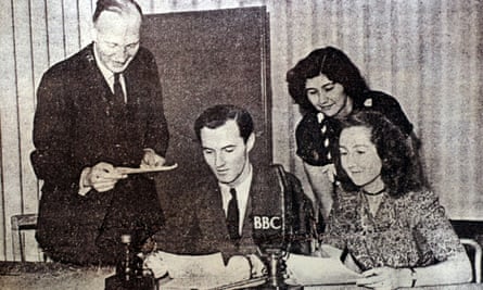 Noreen Riols, right, during a BBC broadcast with Col Maurice Buckmaster, Terence Kilmartin and Margaret Lerick.
