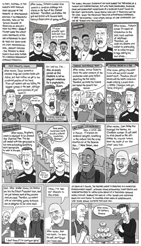 David Squires on ... after review, this week’s cartoon is a VAR special, panel 1