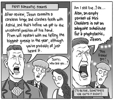 David Squires on ... after review, this week’s cartoon is a VAR special, panel 3